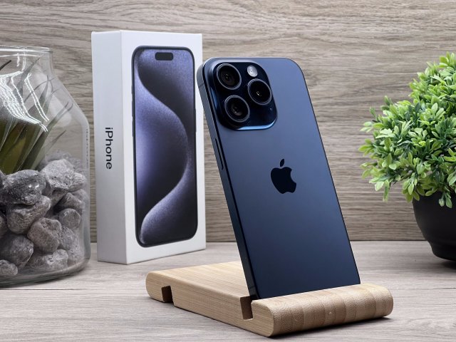 Hibátlan iPhone 15 Pro Blue Titanium 128GB 2 ÉV Garanciával Számlával 92% Akksi