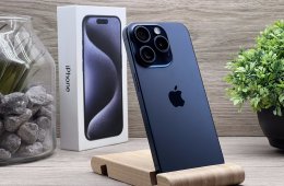 Hibátlan iPhone 15 Pro Blue Titanium 128GB 2 ÉV Garanciával Számlával 92% Akksi