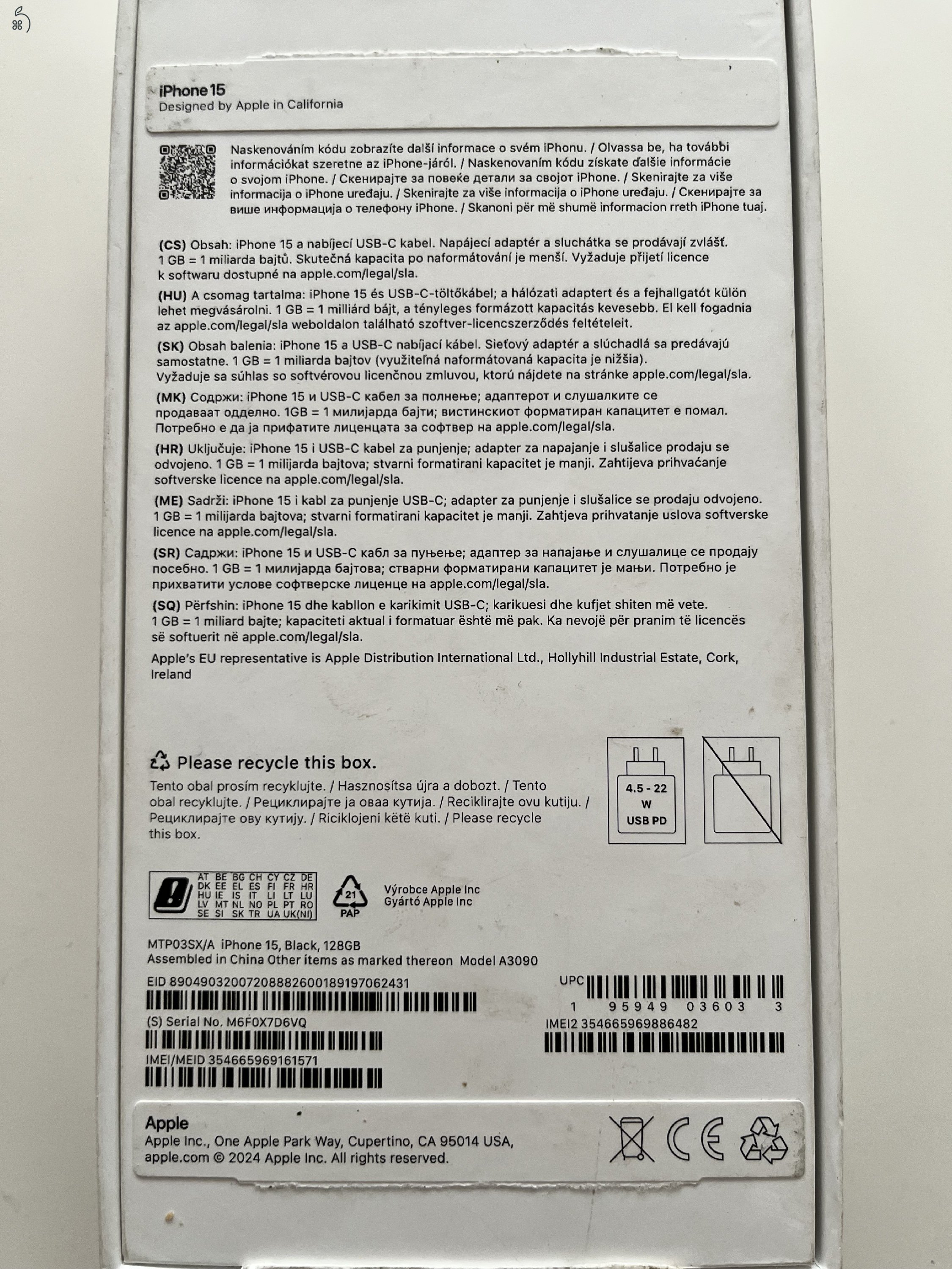 iPhone 15 128GB Apple garancia. Akku 100%!