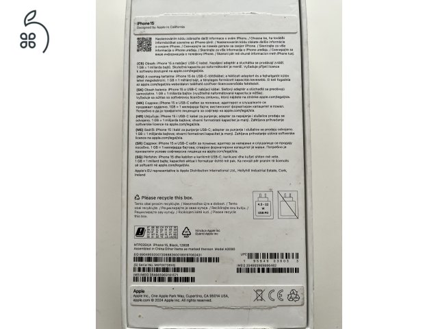 iPhone 15 128GB Apple garancia. Akku 100%!