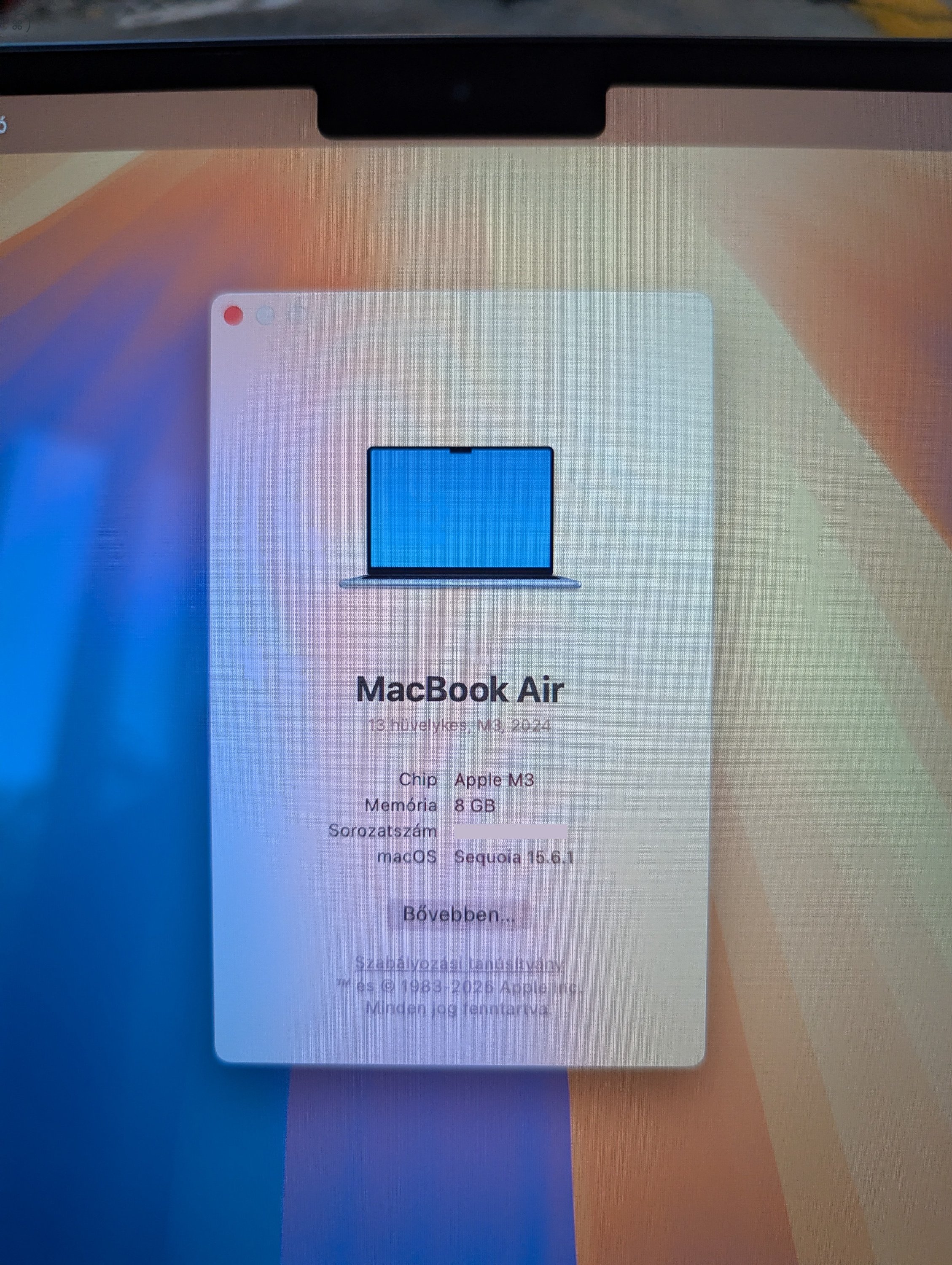 MacBook Air M3 garancia, magyar, minden tartozék