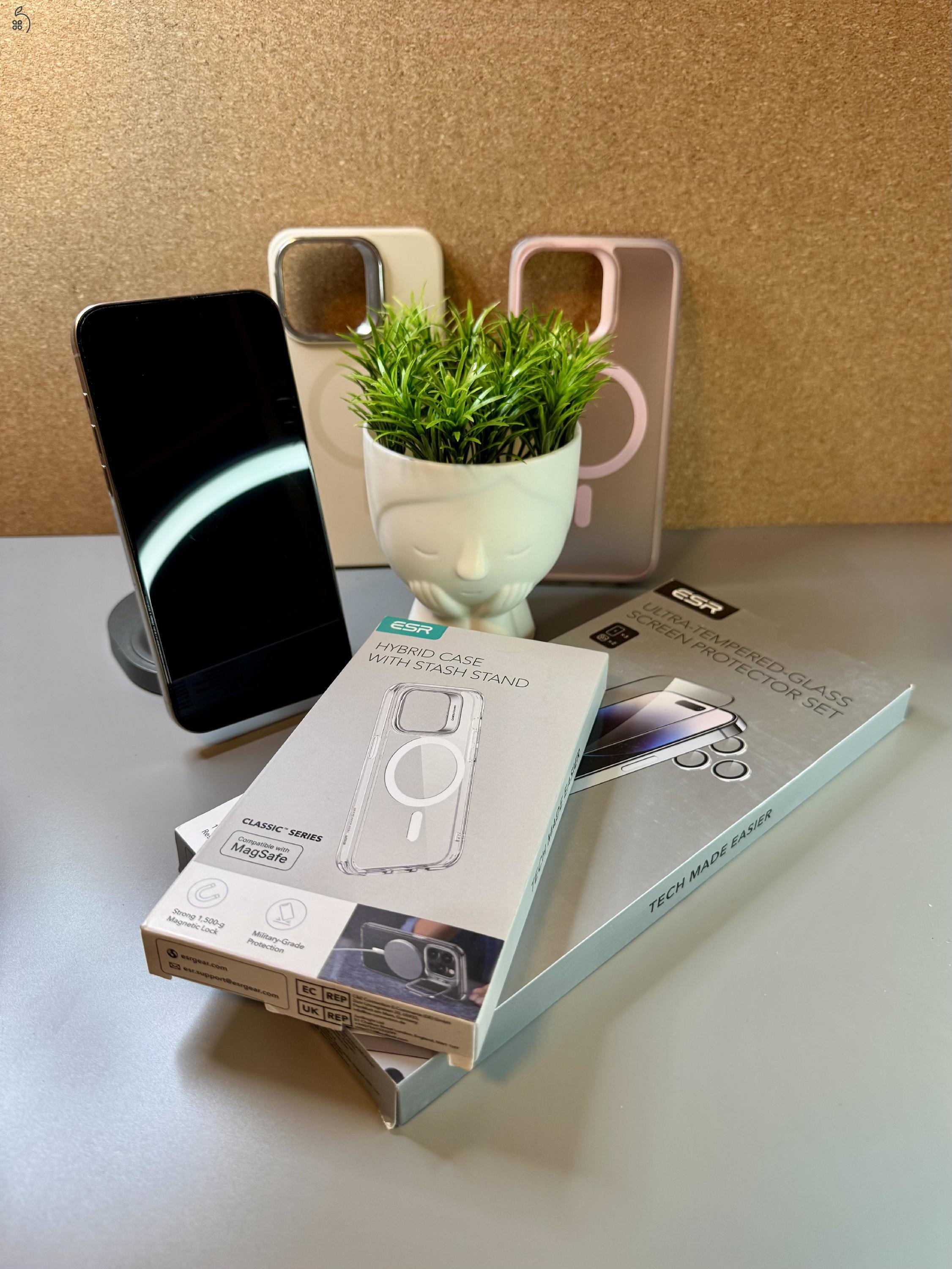 iPhone 15 Pro Max 256 GB – Natúr Titán – karcmentes + AppleCare+ 2025.10.31-ig + sok extra