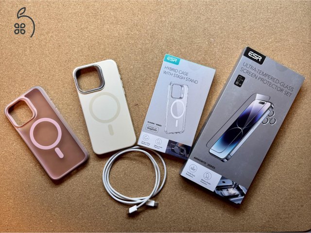 iPhone 15 Pro Max 256 GB – Natúr Titán – karcmentes + AppleCare+ 2025.10.31-ig + sok extra
