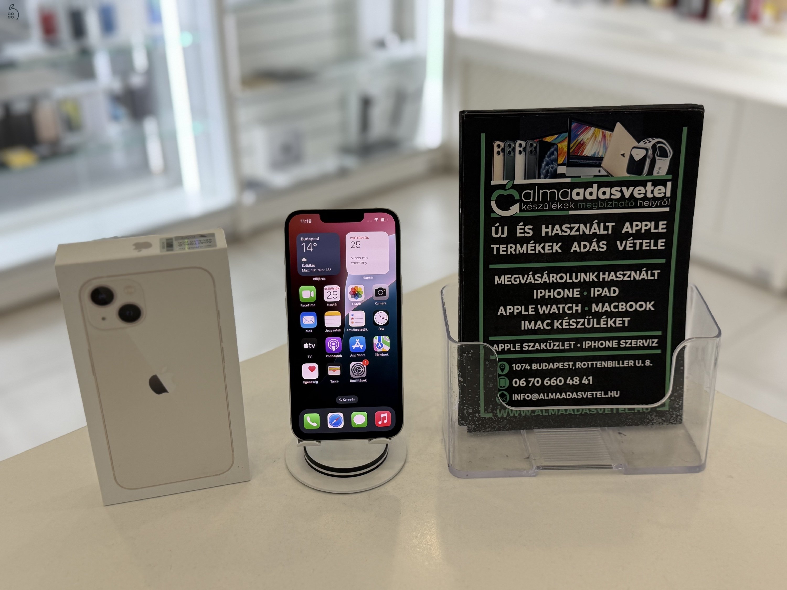 iPhone 13 128GB Független Használt/1-3 hónap gar./Akku 100%/p4468