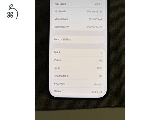 Újszerű iPhone 15PRO 256, 88%akku - Tactical tokkal