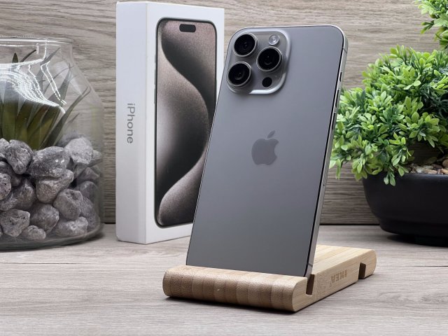 iPhone 15 Pro Max Natural Titanium 256GB 2 ÉV Garanciával Számlával 93% Akksi