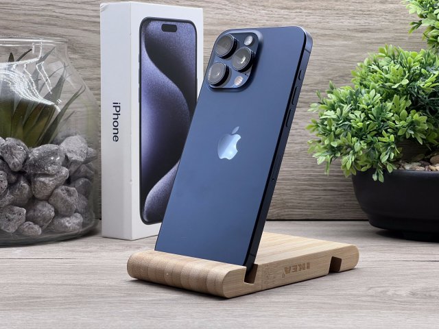 iPhone 15 Pro Max Blue Titanium 256GB 2 ÉV Garanciával Számlával 91% Akksi