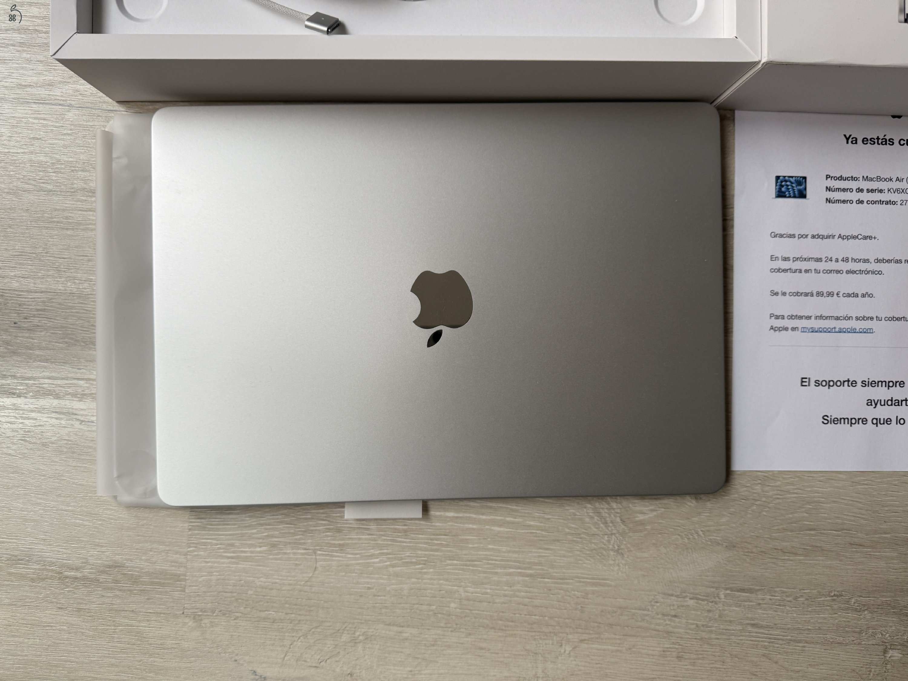 Apple MacBook Air 15, M4 / 16mag/ 10 CPU / 10 GPU / 256GB SSD, pár hónapos, AppleCare+ 2026.06.26-ig