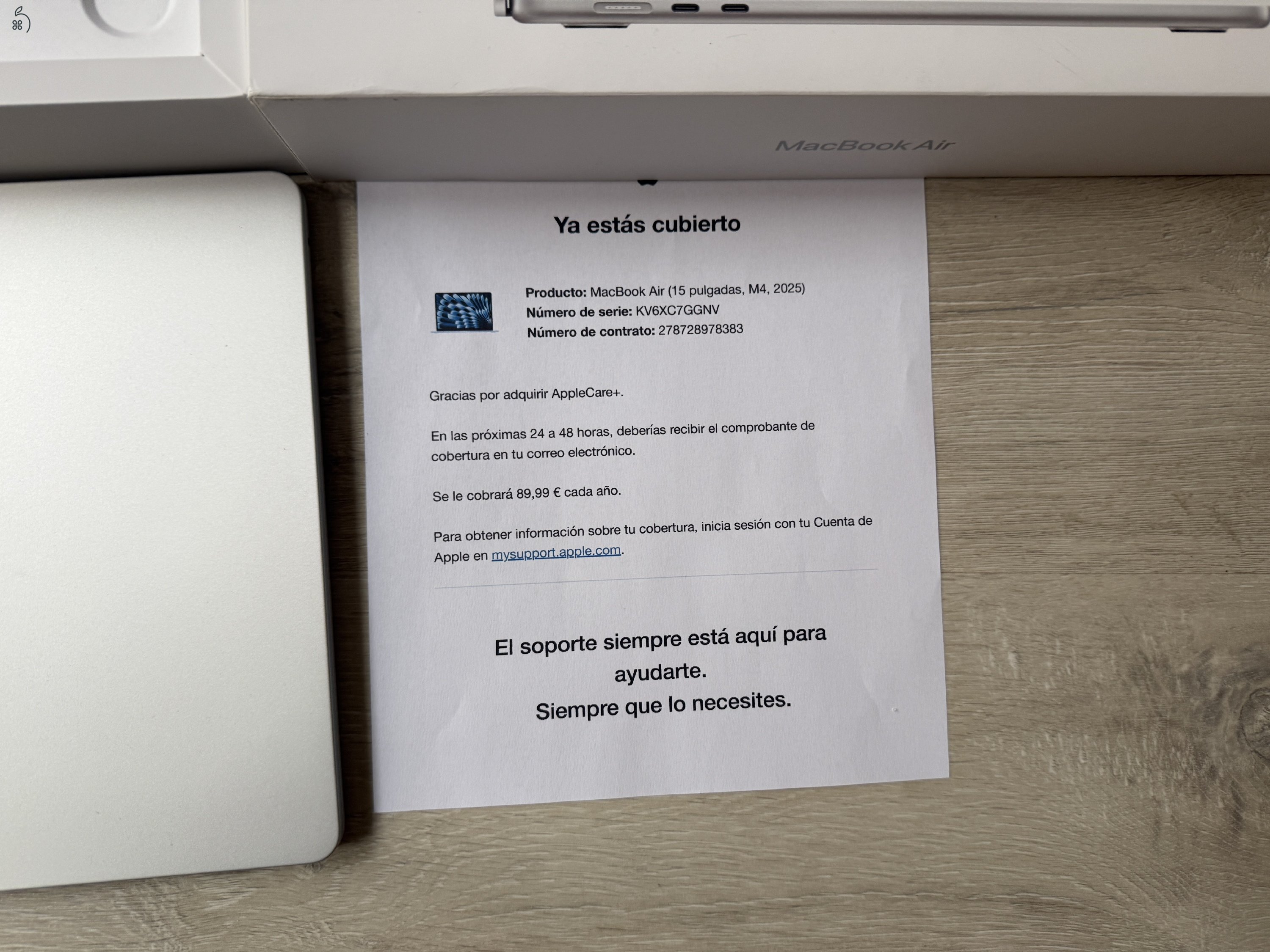Apple MacBook Air 15, M4 / 16mag/ 10 CPU / 10 GPU / 256GB SSD, pár hónapos, AppleCare+ 2026.06.26-ig