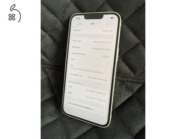 Apple iPhone 14 128 GB Starlight 100%-os akkumulátorral
