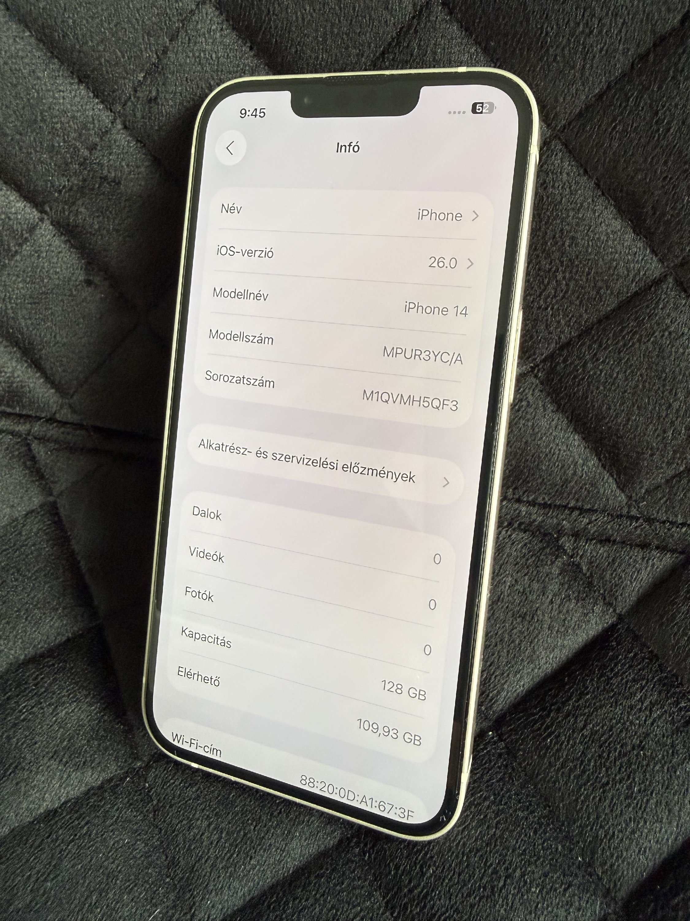 Apple iPhone 14 128 GB Starlight 100%-os akkumulátorral