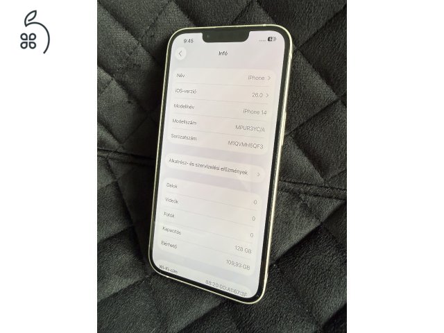 Apple iPhone 14 128 GB Starlight 100%-os akkumulátorral