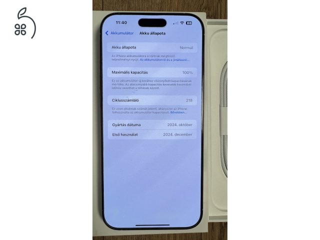 iPhone 16 Pro Max – 512 GB – White Titanium – 100% Akku – Kártyafüggetlen – Hibátlan + 3 MagSafe tok