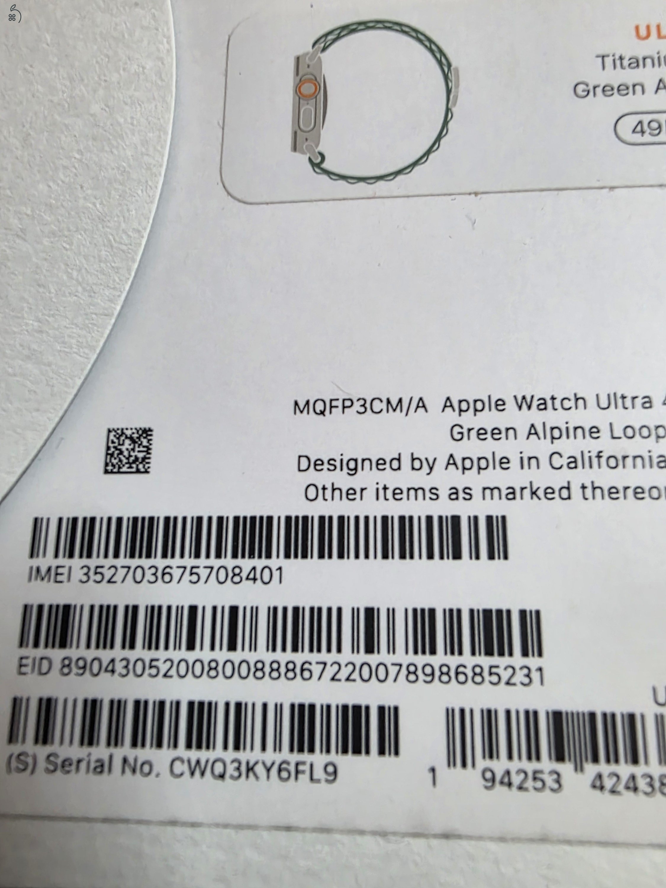 Apple Watch ultra 1 gyári és titanium szíjjal eladó 