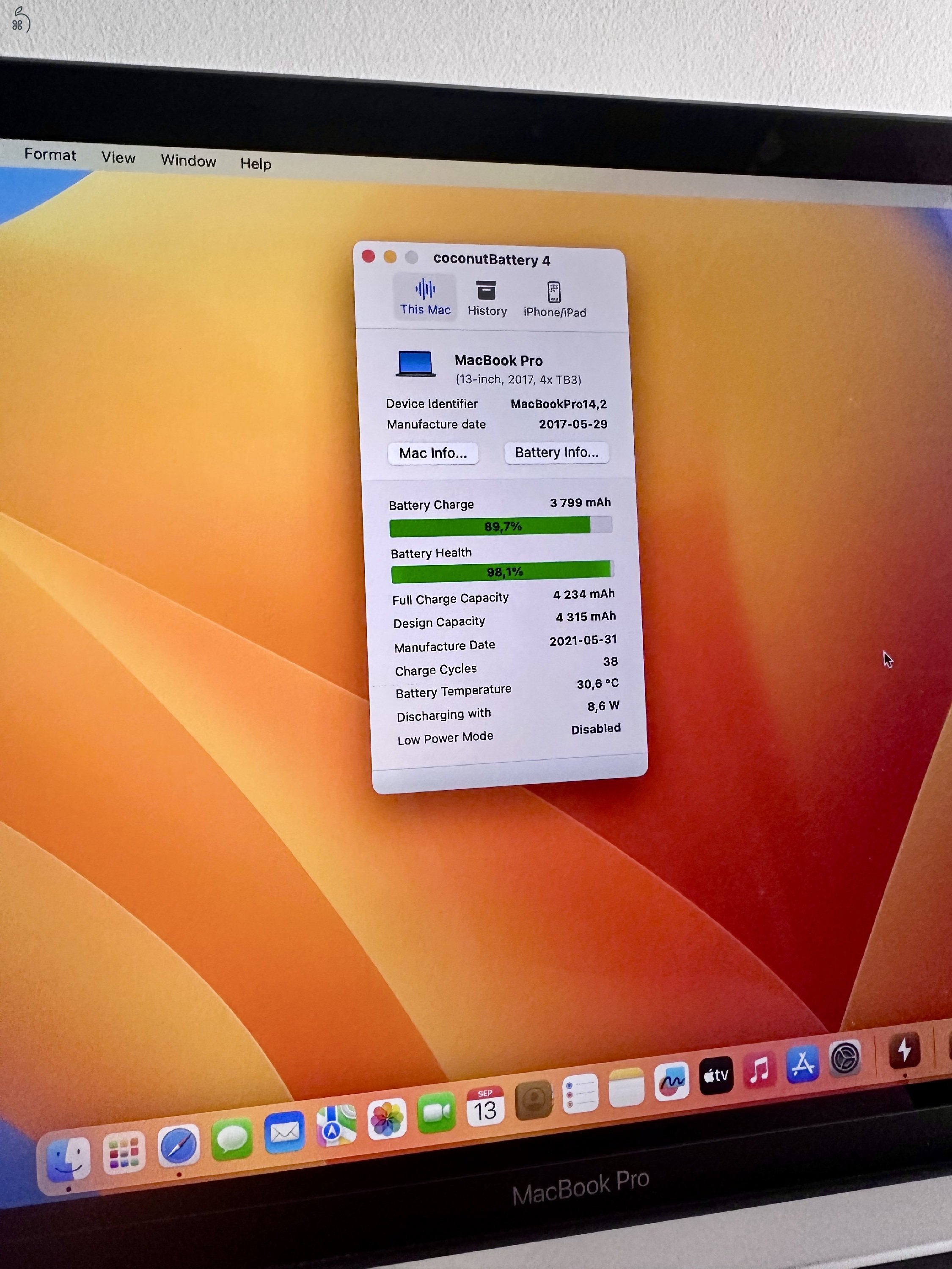 Retina MacBook Pro 13” – 2017, Touch Bar, 256GB SSD, Magyar