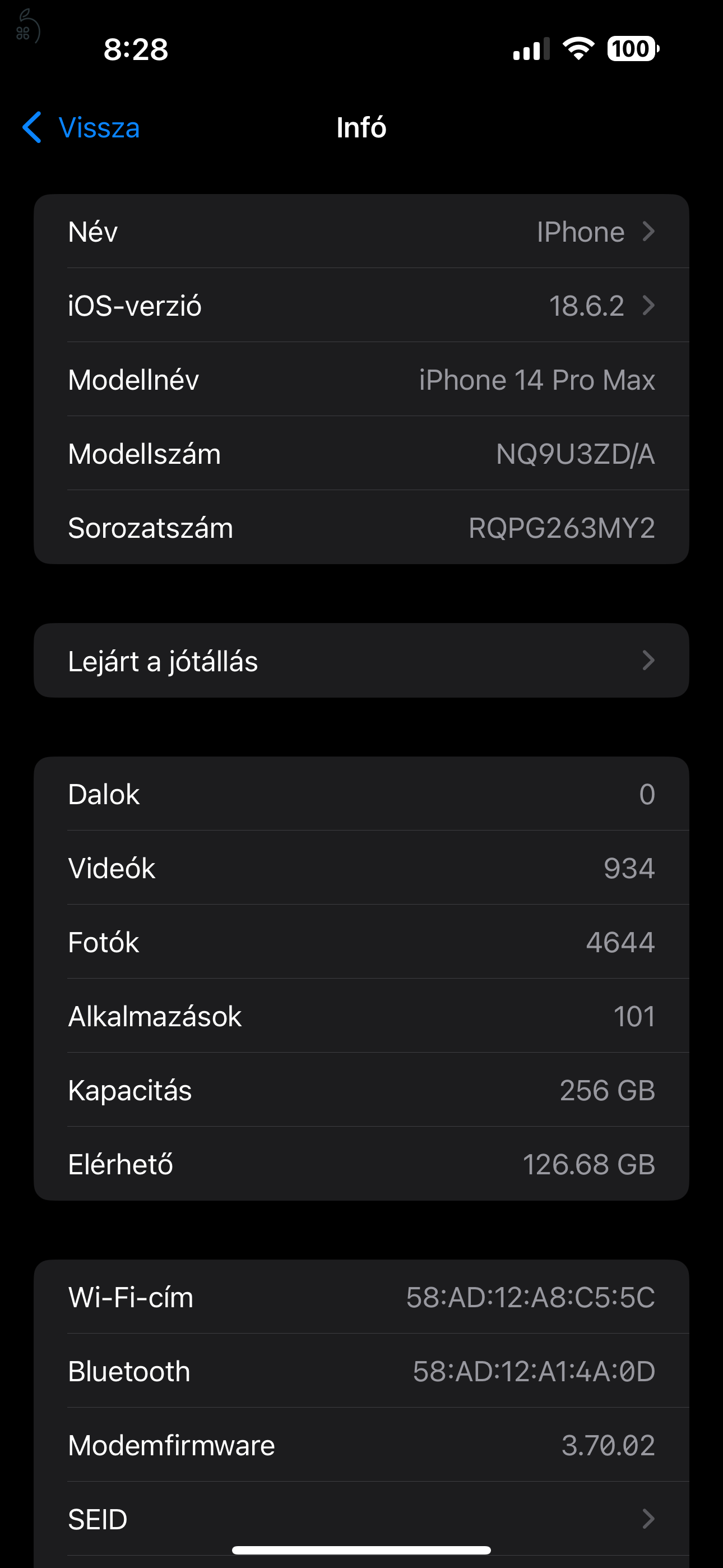 Eladó iPhone 14 Pro Max 256GB Kártyafüggetlen 100%