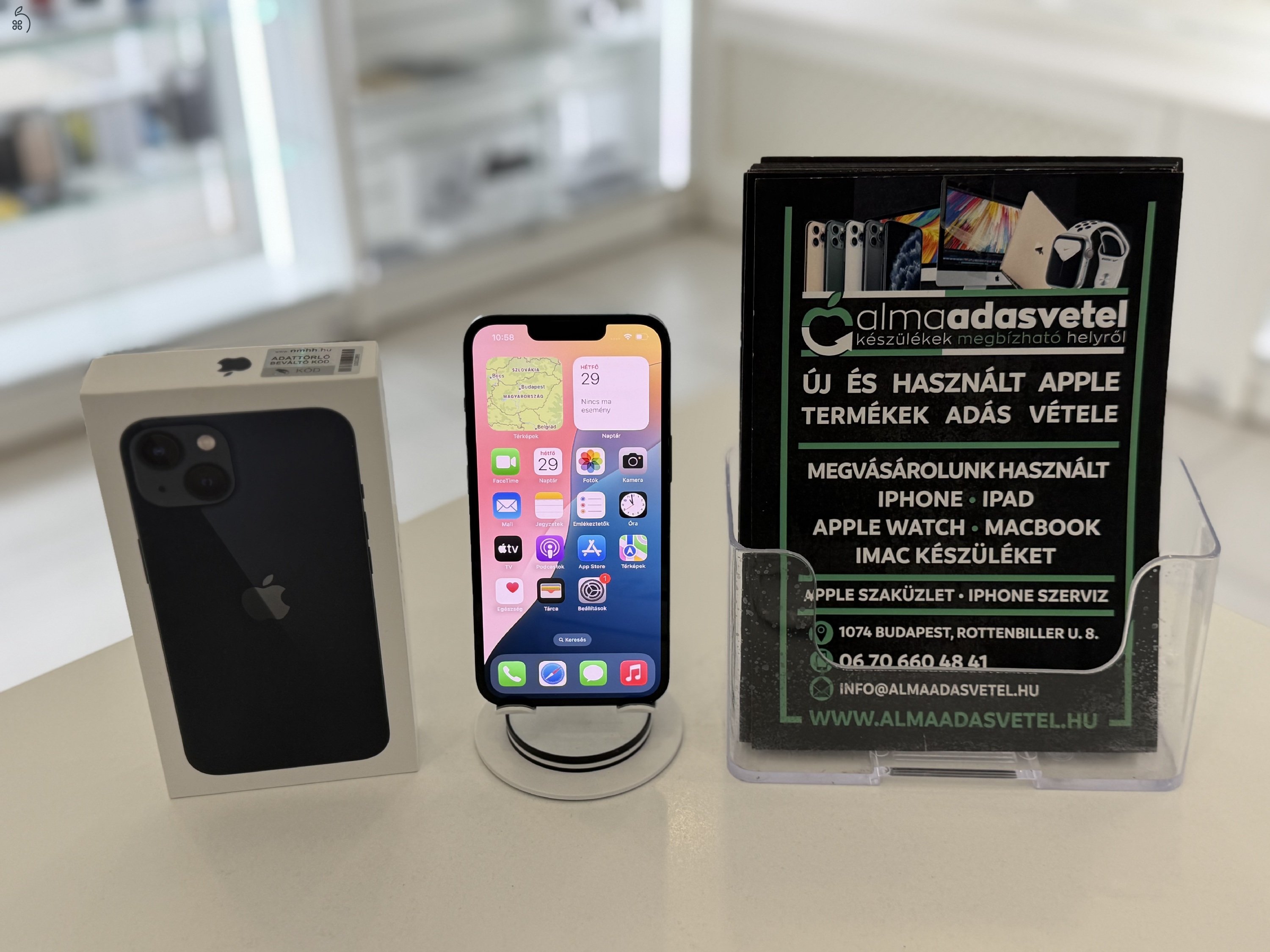 iPhone 13 256GB Független Újszerű/1-3 hónap gar./Akku 100%/p4474