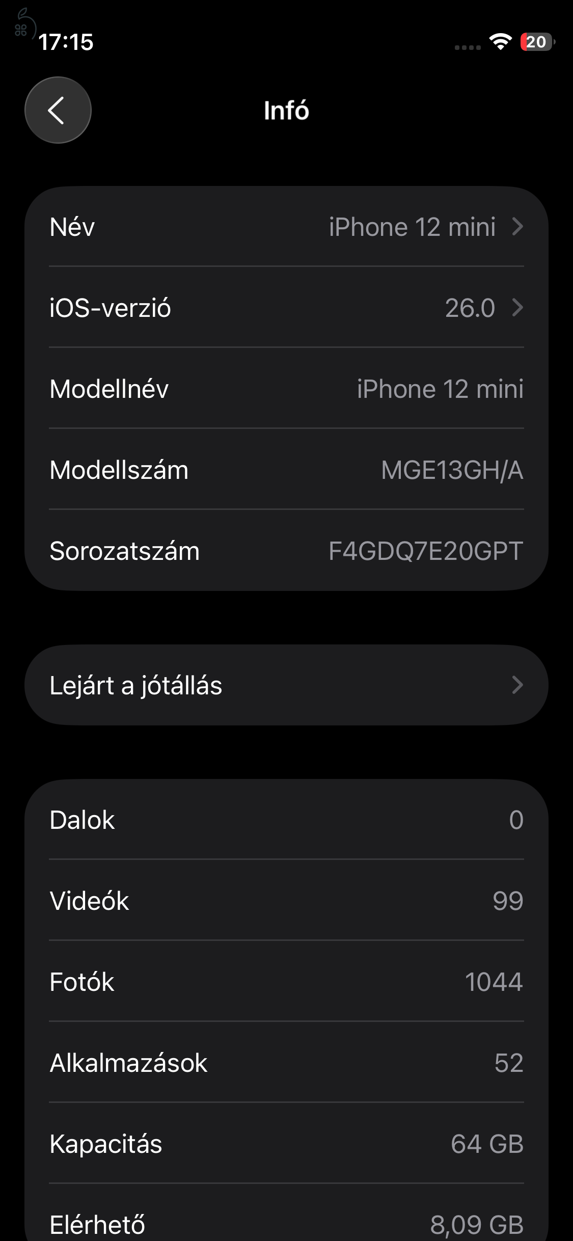 iPhone 12 mini 64 GB 93% Akku One függő