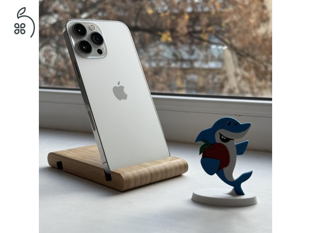 GYÖNYÖRŰ iPhone 13 Pro Max 128GB Silver -1 ÉV GARANCIA - Kártyafüggetlen, MS3551,100% Akkumulátor