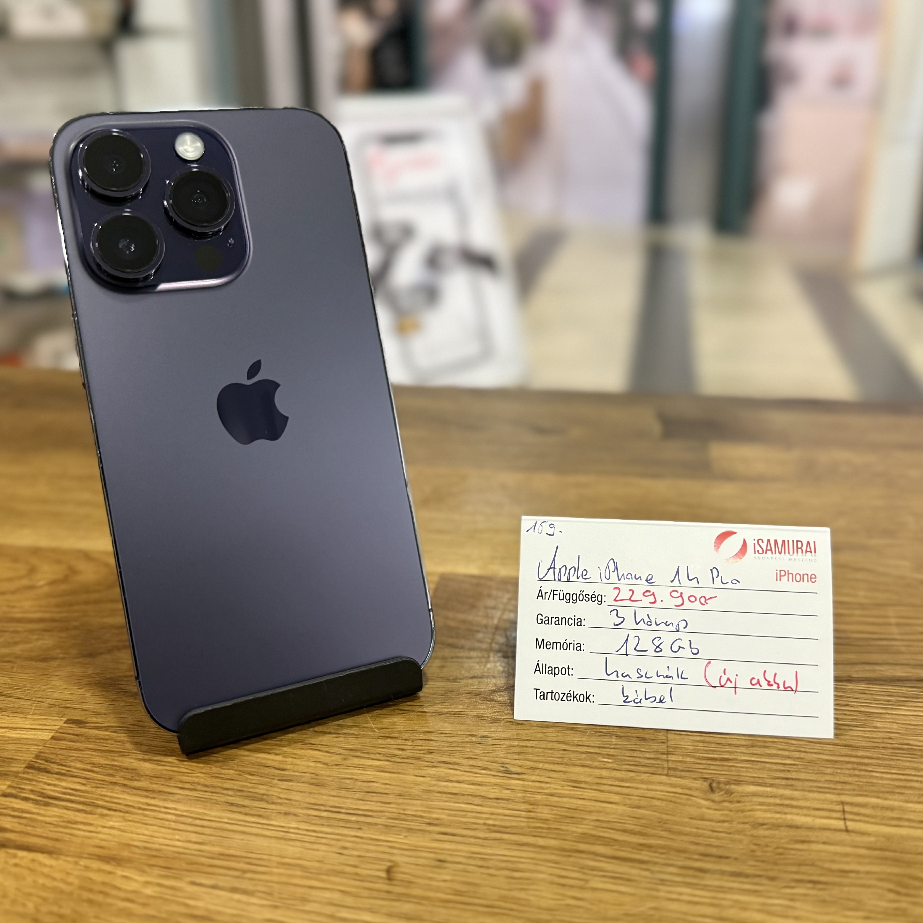 159. Apple iPhone 14 Pro - 128 GB - Deep Purple - Új akku