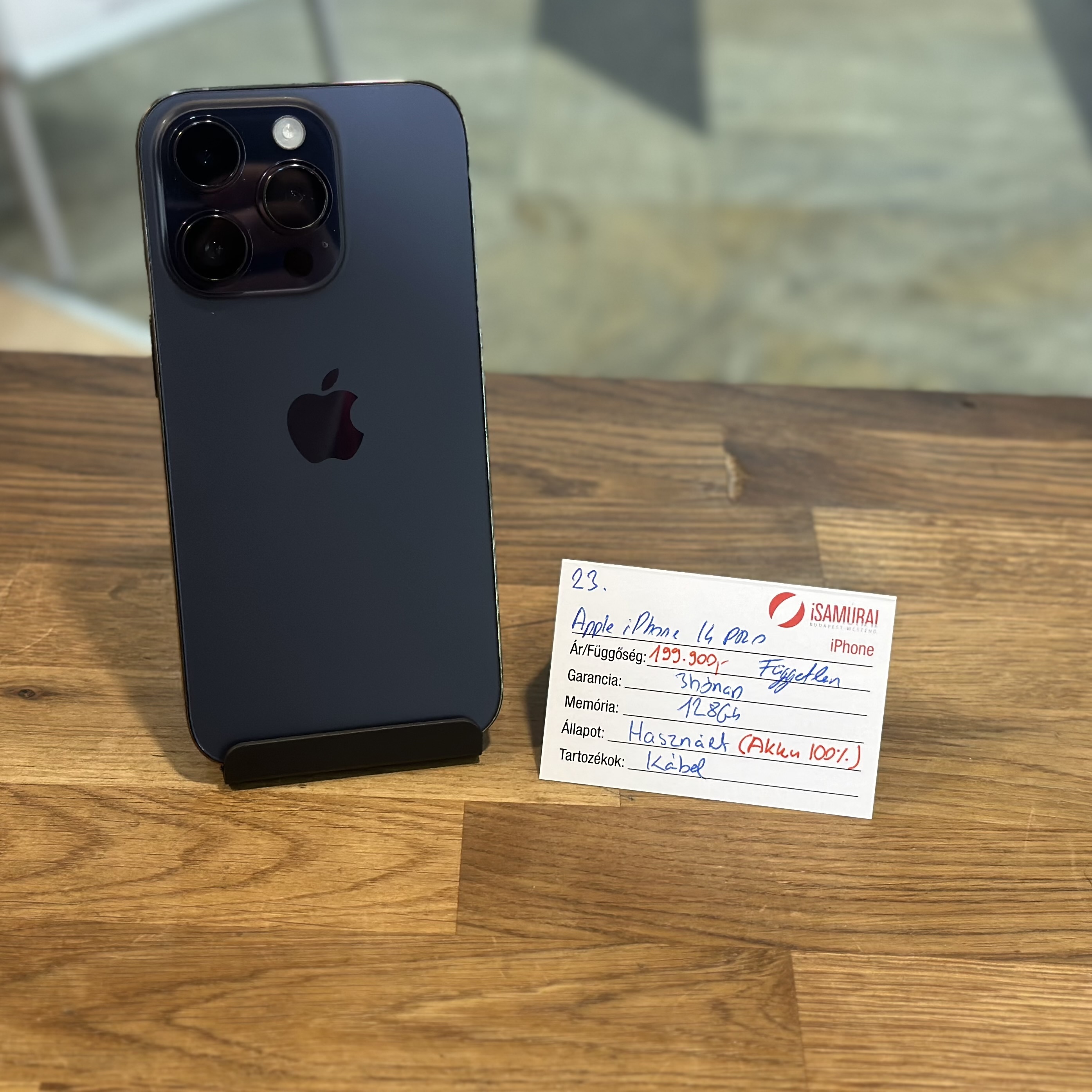 23. Apple iPhone 14 Pro - 128 GB - Deep Purple - Új akku