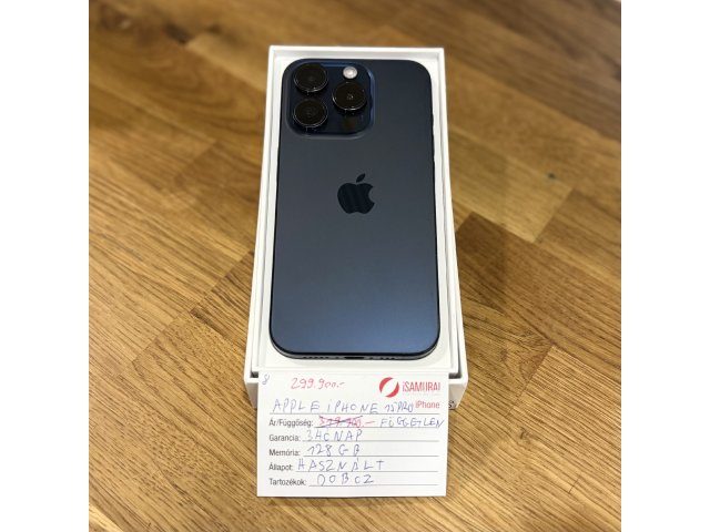 8. Apple iPhone 15 Pro - 128 GB - Kék Titán - Független