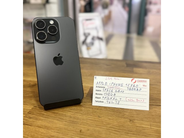 9. Apple iPhone 15 Pro - 128 GB - Fekete Titán - Független