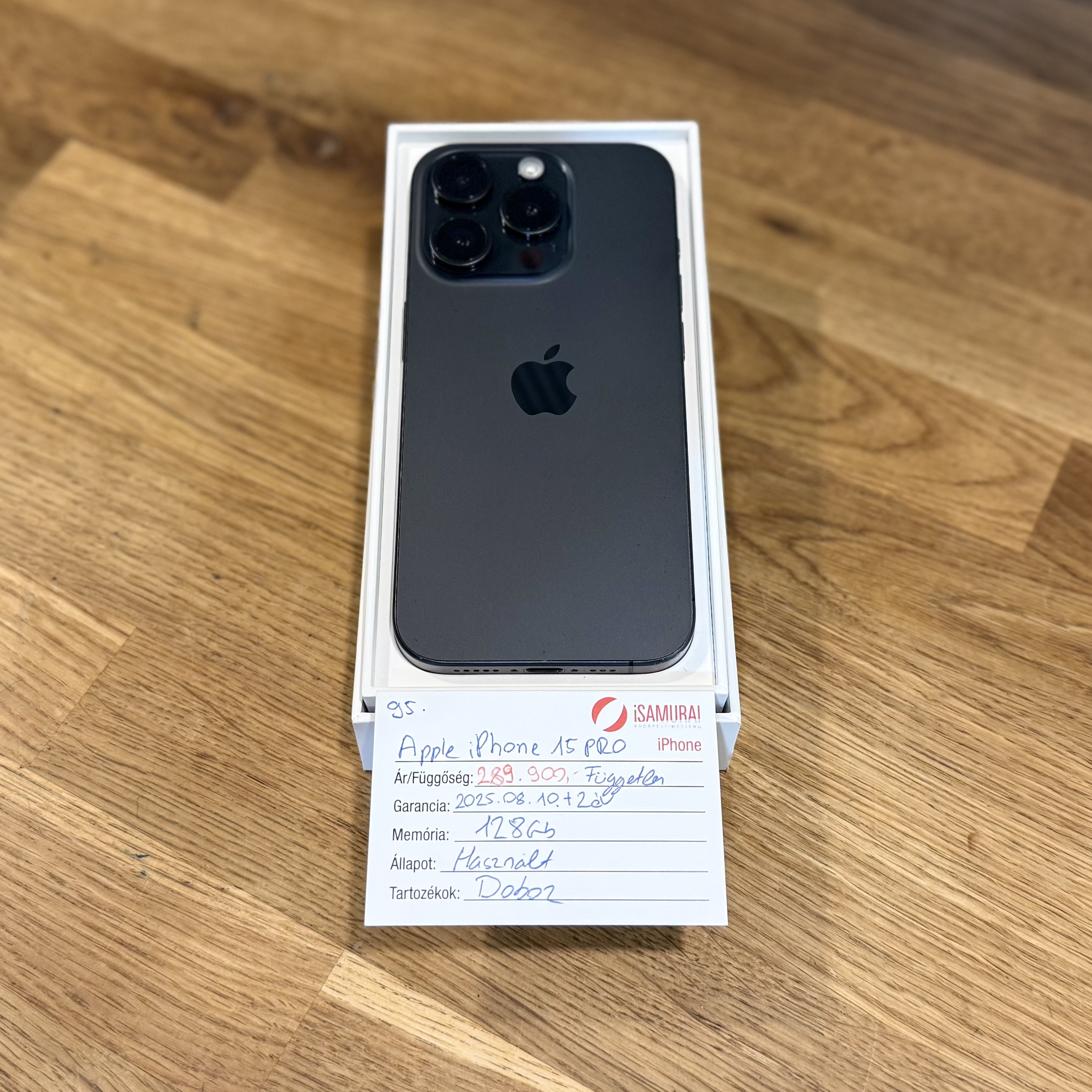 95. Apple iPhone 15 Pro - 128 GB - Fekete Titán - Független