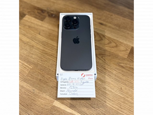95. Apple iPhone 15 Pro - 128 GB - Fekete Titán - Független