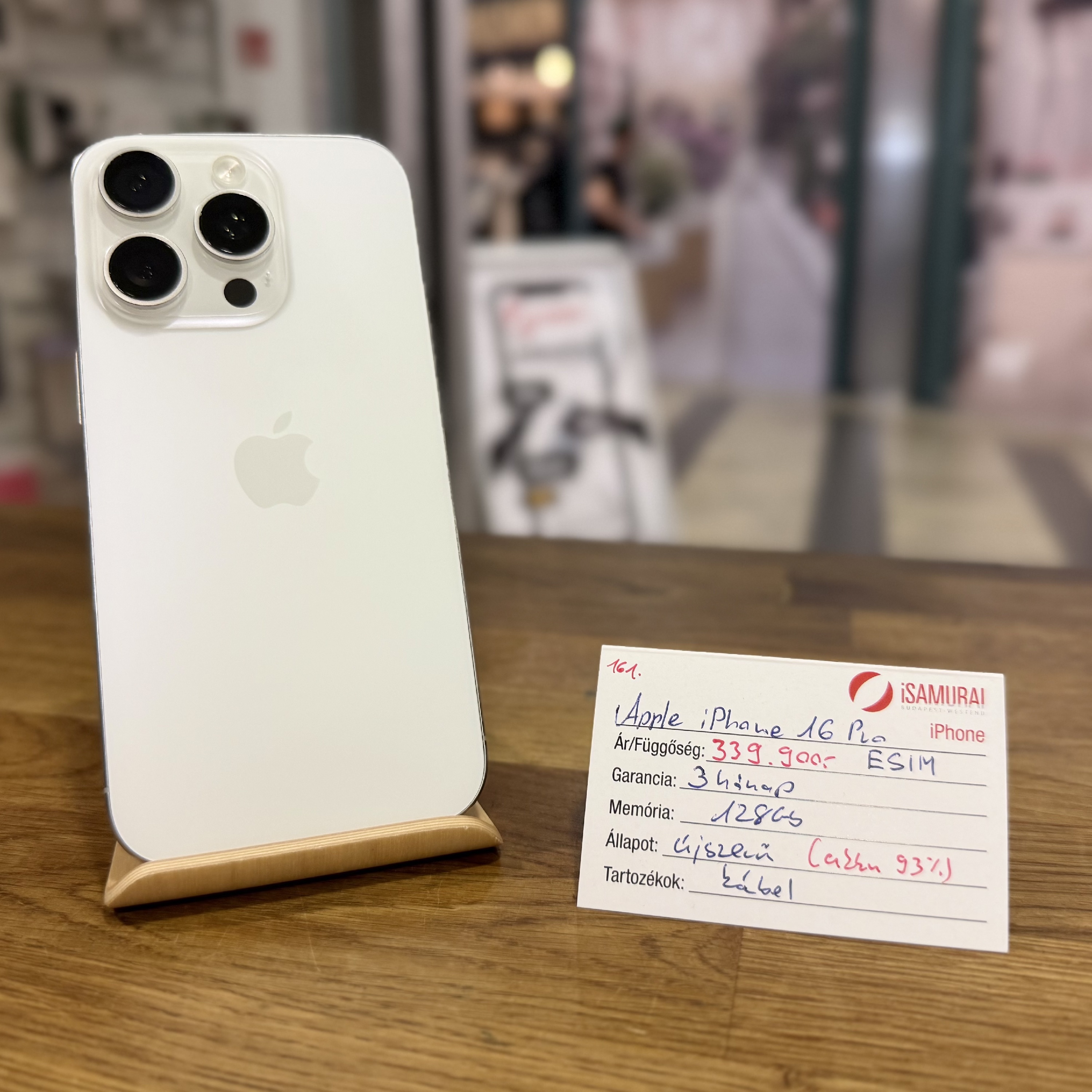 161. Apple iPhone 16 Pro - 128 GB - akku 93% - ESIM