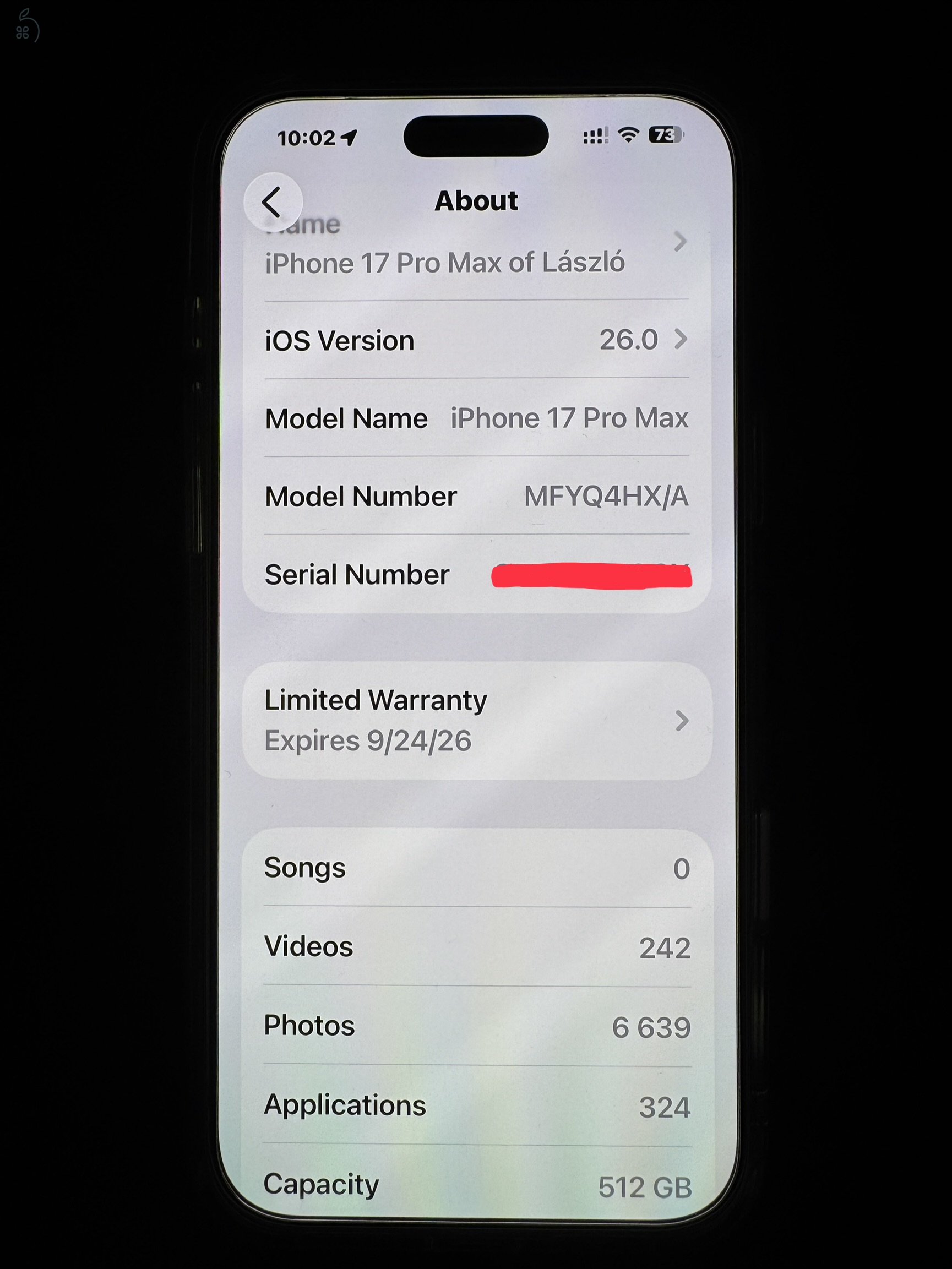 iPhone 17 Pro Max 512GB extrákkal eladó