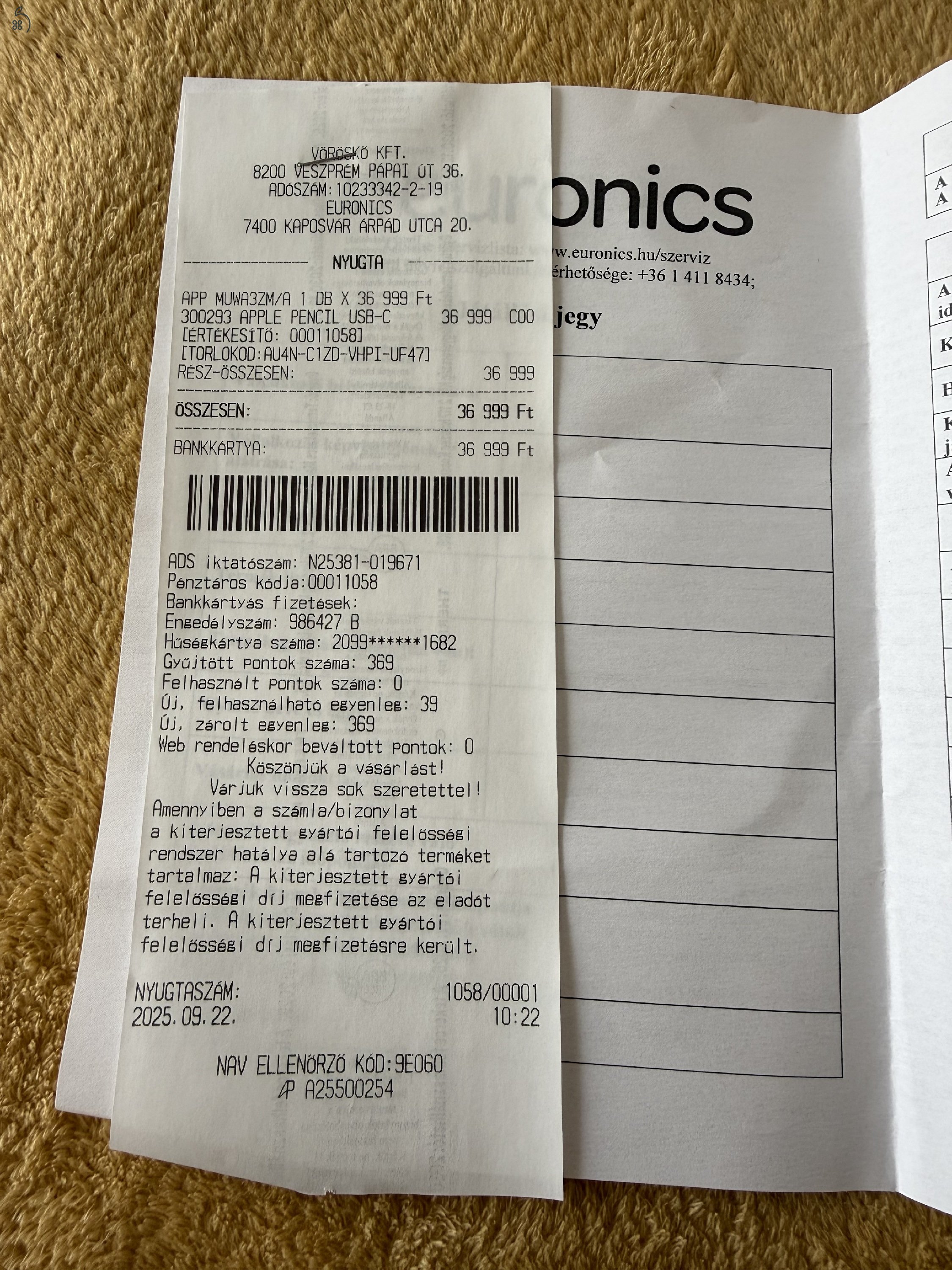 Apple Pencil USB-C (garanciális) 