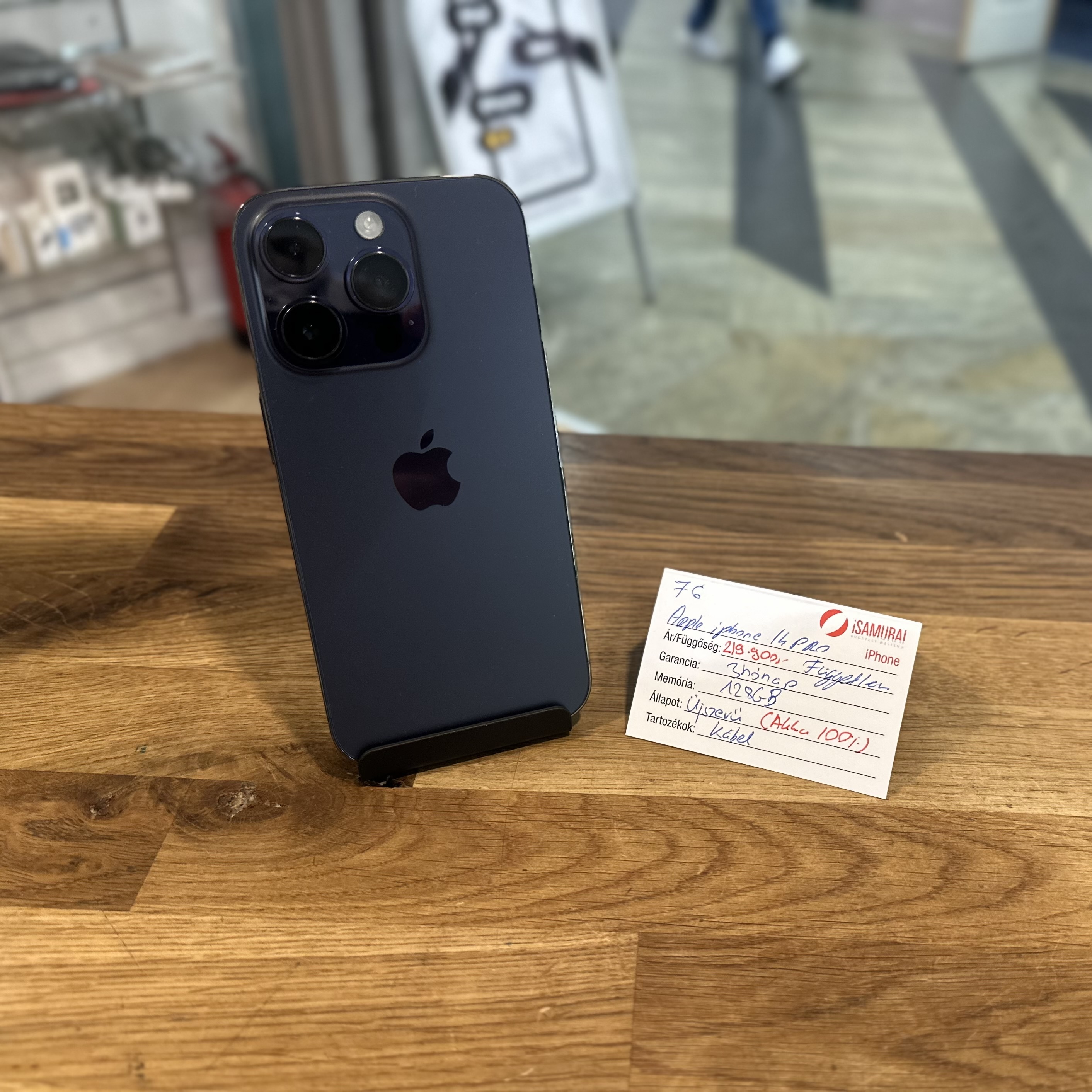 76. Apple iPhone 14 Pro - 128 GB – Deep Purple – Új akku
