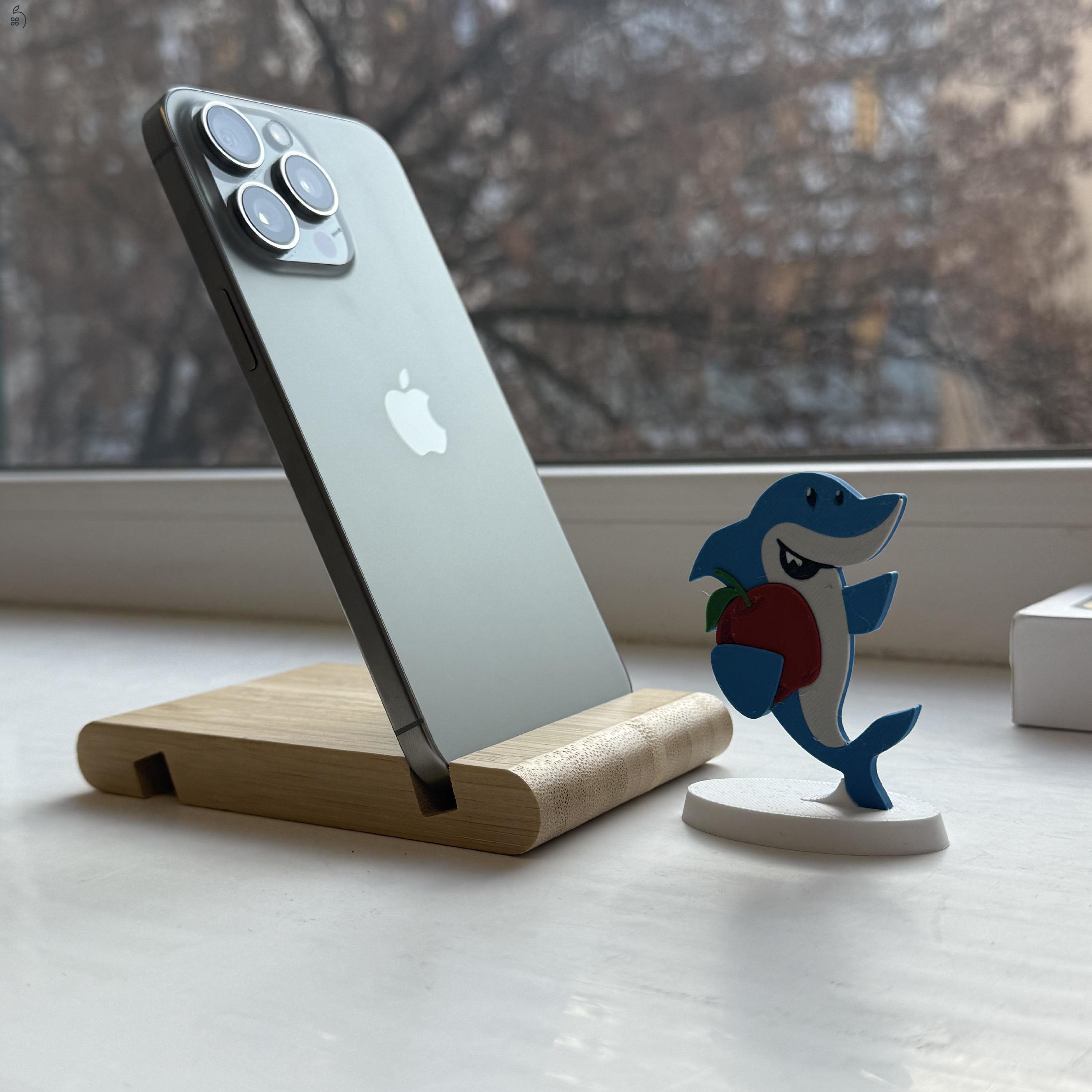 HIBÁTLAN iPhone 15 Pro Max 256GB Natural Titanium -1 ÉV GARANCIA -Kártyafüggetlen, MS3591