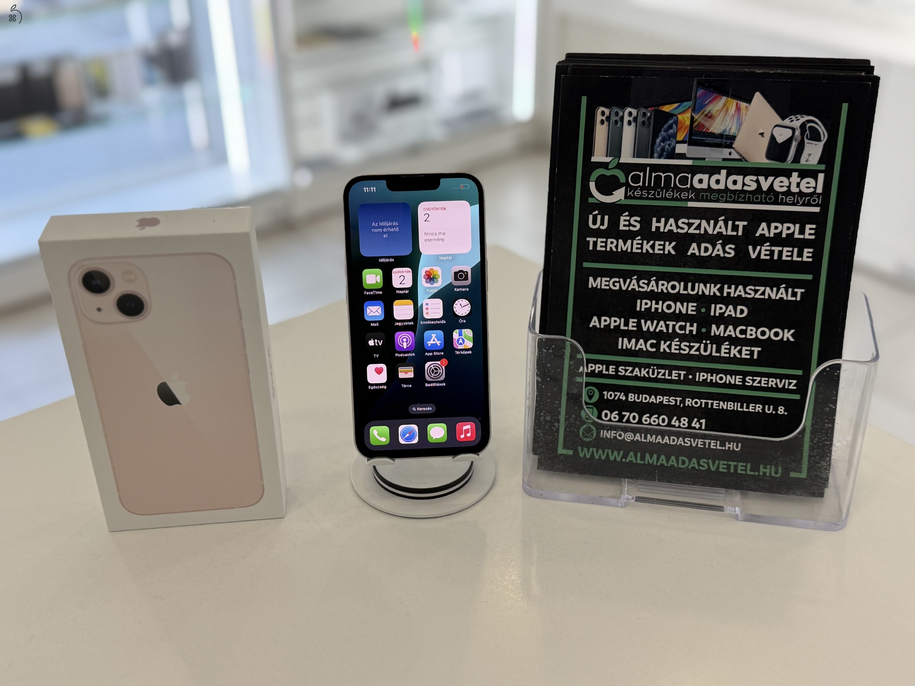 iPhone 13 128GB Független Használt/1-3 hónap gar./Akku 85%/p4481