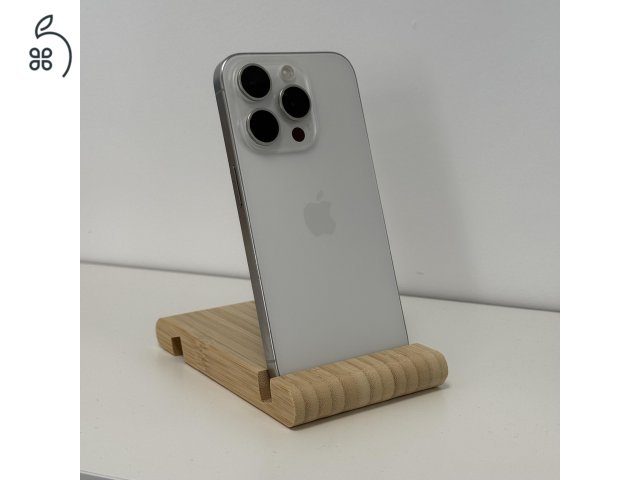 iPhone 15 Pro 128GB Silver Titanium -1 ÉV GARANCIA - Kártyafüggetlen, MS3595