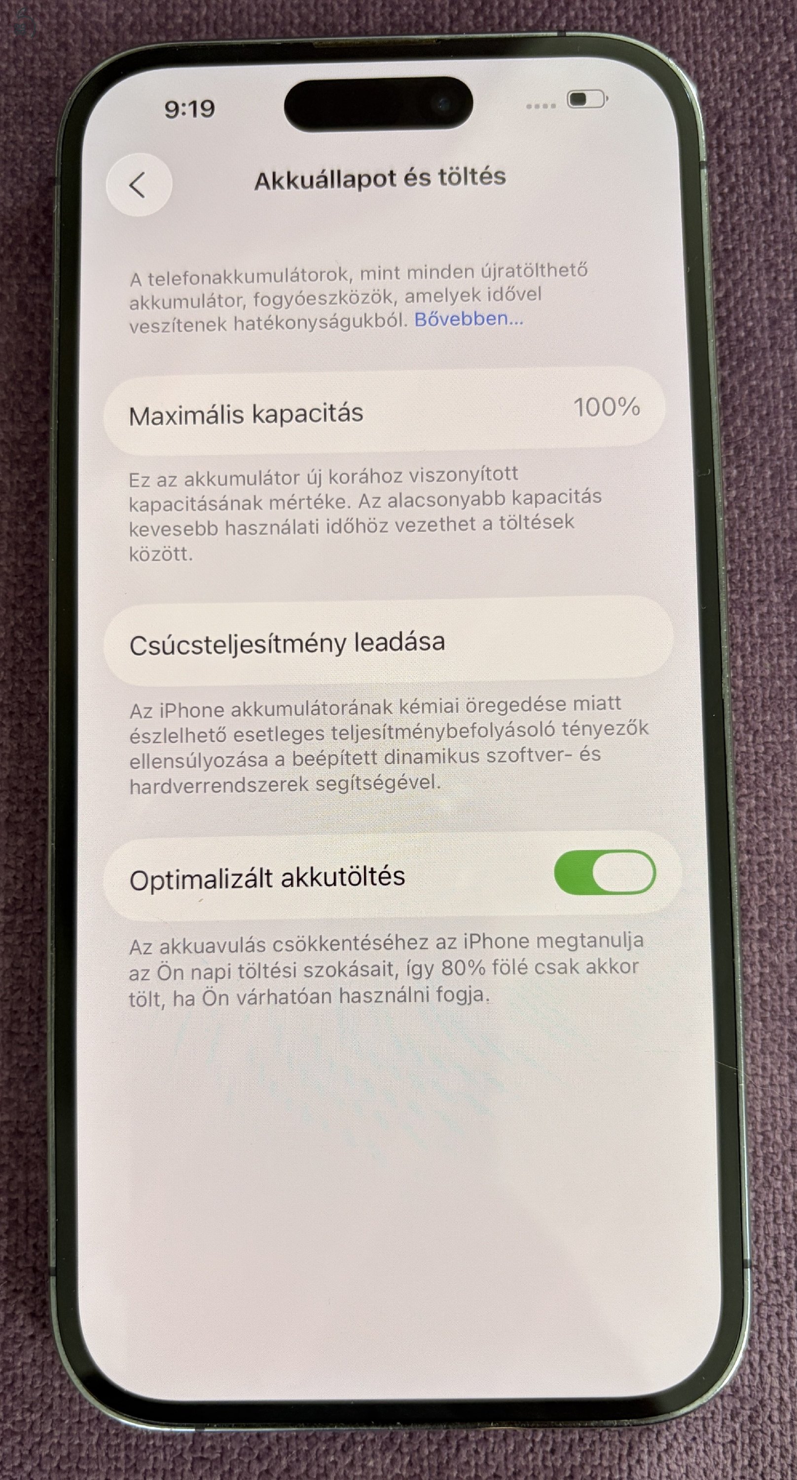 100% akku 14 iPhone Pro Deep Purple