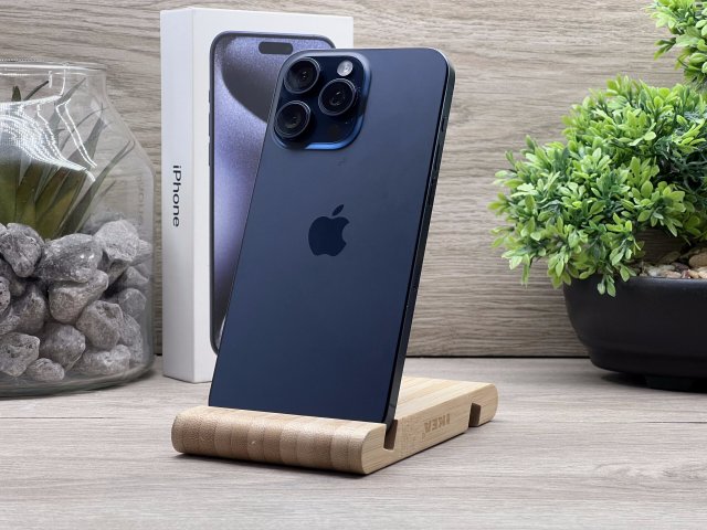 Hibátlan iPhone 15 Pro Max Blue Titanium 256GB 2 ÉV Garanciával Számlával 90% Akksi