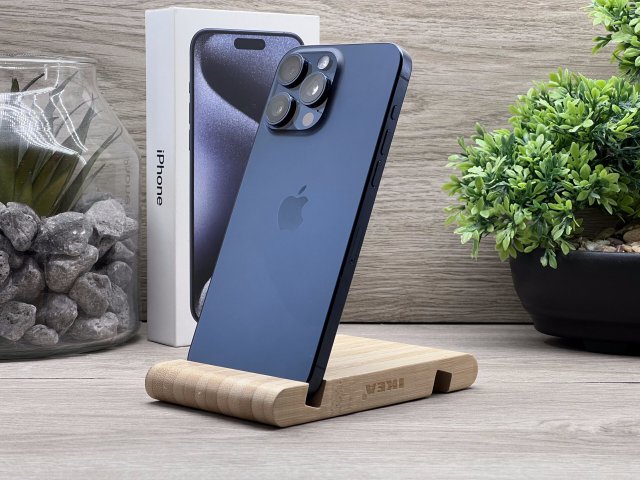 Hibátlan iPhone 15 Pro Max Blue Titanium 256GB 2 ÉV Garanciával Számlával 90% Akksi