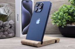 Hibátlan iPhone 15 Pro Max Blue Titanium 256GB E-SIM 2 ÉV Garanciával Számlával 92% Akksi