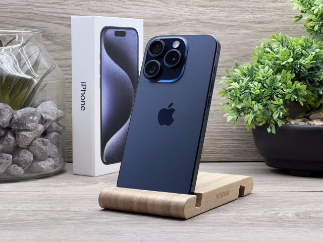 Hibátlan iPhone 15 Pro Blue Titanium 128GB 2 ÉV Garanciával Számlával 92% Akksi