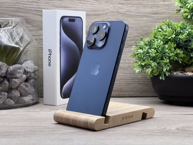 Hibátlan iPhone 15 Pro Blue Titanium 128GB 2 ÉV Garanciával Számlával 92% Akksi