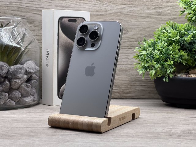 Hibátlan iPhone 15 Pro Natural Titanium 128GB 2 ÉV Garanciával Számlával 90% Akksi