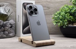 Hibátlan iPhone 15 Pro Natural Titanium 128GB 2 ÉV Garanciával Számlával 90% Akksi