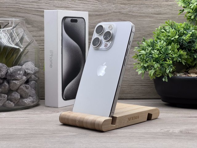Hibátlan iPhone 15 Pro White Titanium 256GB 2 ÉV Garanciával Számlával 92% Akksi
