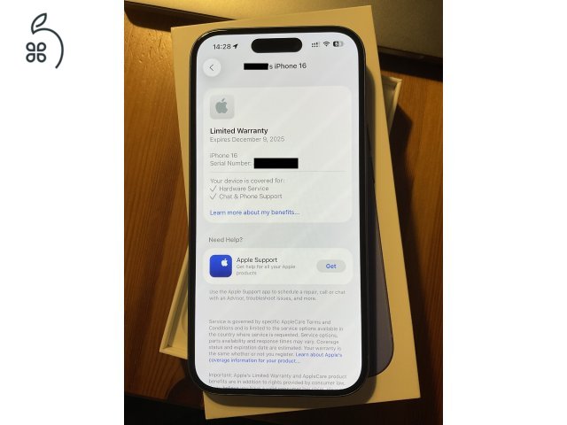 iPhone 16 256GB Ultramarin - újszerű állapot, garanciával 2025 decemberig