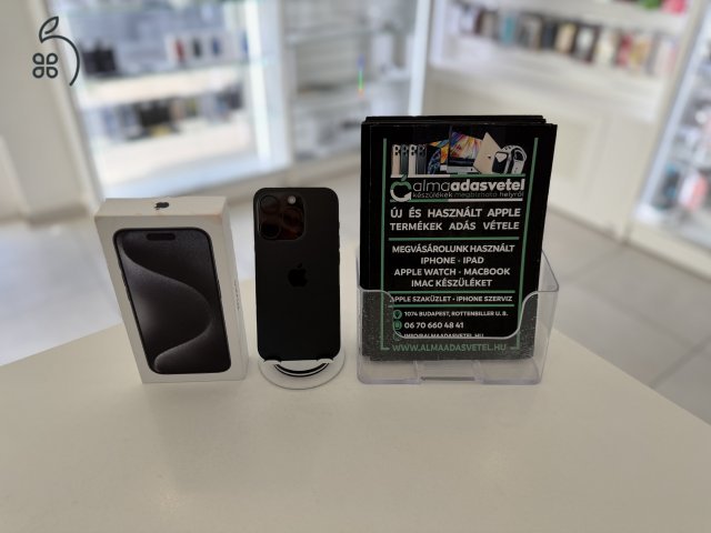 iPhone 15 Pro 128GB Független Újszerű/1-3 hónap gar./Akku 88%/p4486