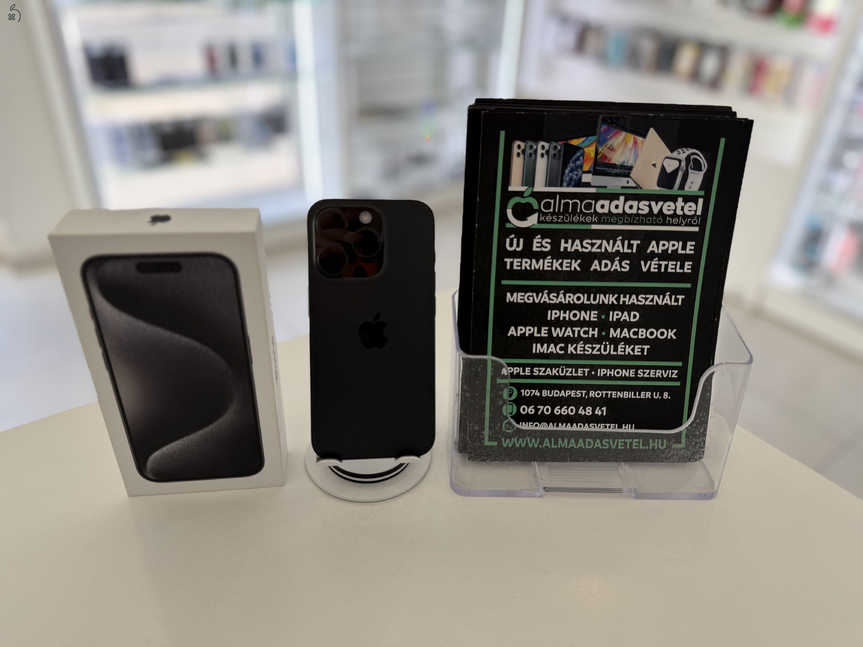 iPhone 15 Pro 128GB Független Megkímélt/1-3 hónap gar./Akku 97%/p4487