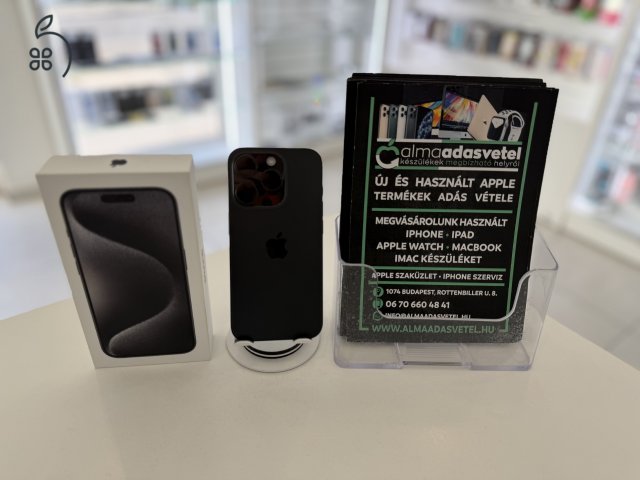 iPhone 15 Pro 128GB Független Megkímélt/1-3 hónap gar./Akku 97%/p4487