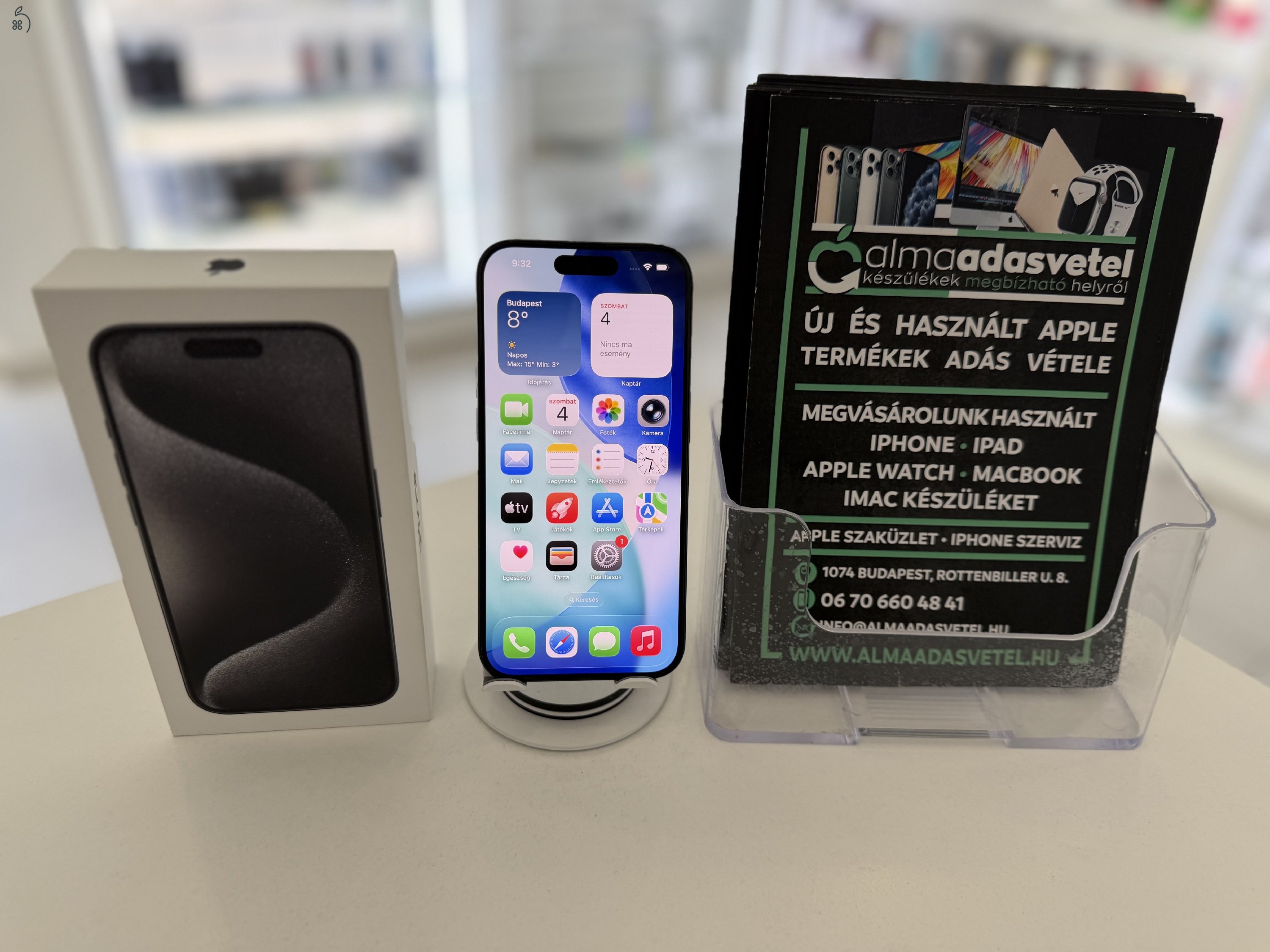 iPhone 15 Pro 128GB Független Megkímélt/1-3 hónap gar./Akku 97%/p4487